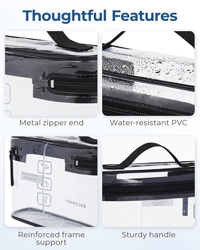 BAGSMART TSA Approved Toiletry Bag, 3 Pack Clear Makeup Cosmetic Bag Organizer, Quart Size Travel Bag for Toiletries, Carry-on Travel Accessories Essentials, Black-3pcs