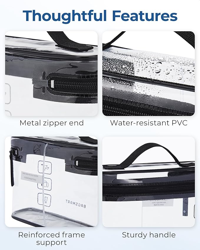 BAGSMART TSA Approved Toiletry Bag, 3 Pack Clear Makeup Cosmetic Bag Organizer, Quart Size Travel Bag for Toiletries, Carry-on Travel Accessories Essentials, Gray-3pcs