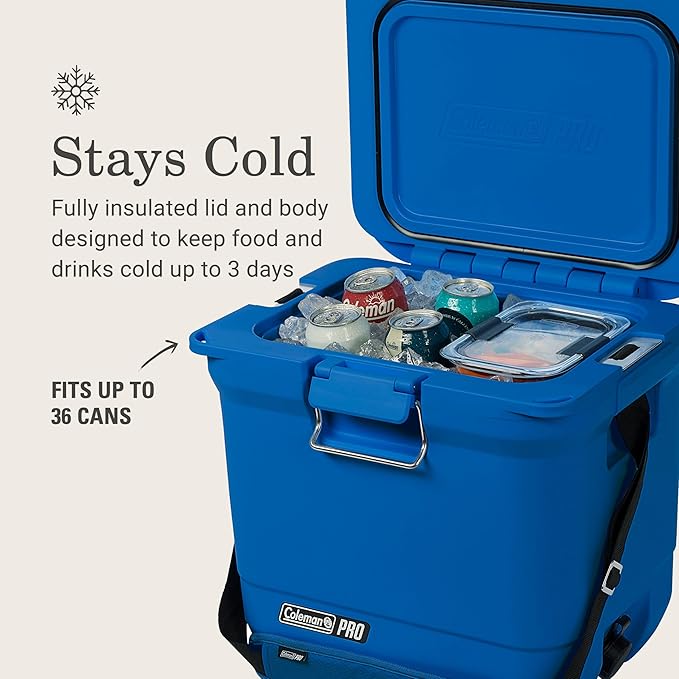 Coleman Pro Heavy-Duty 25qt Ultra-Light Premium Hard Cooler, Extra-Thick Insulation Keeps Ice up to 3 Days, 36-Can Capacity