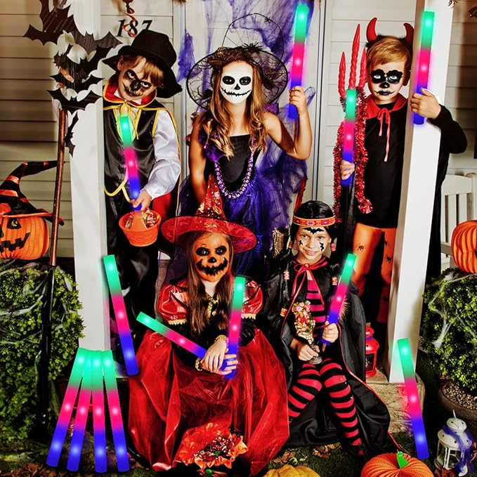 210 PCS Foam Glow Sticks with 3 Modes Colorful Flashing, Glow in Dark Party Supplies, Bulk for Wedding, Raves, Concert, Halloween, 4th of July