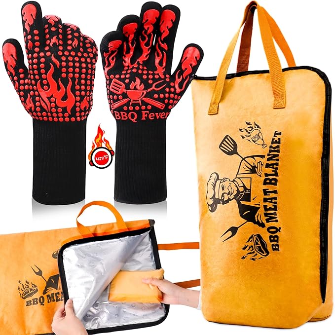 BBQ Blanket for Resting Meat-BBQ Accessories for Grilling Kit-Resting Bag for Smoked Meat-Grill Mats for Outdoor Grill Cooking Utensils Set Grilling Gifts for Men (4 Pack)