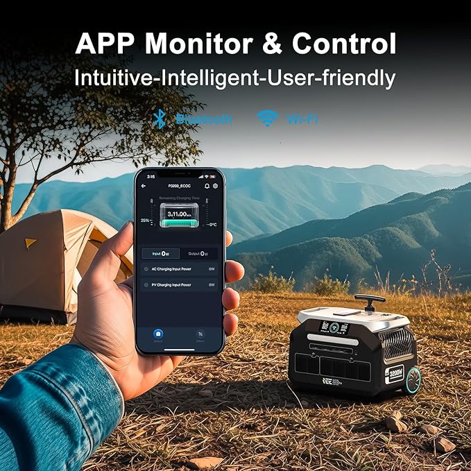 IEE 3200W Portable Power Station P3200, 2048Wh Solar Generator, 1800W AC Charging & 1000W Solar Charging, LiFePO4 Battery Power Station for Home Backup, Power Outage, Camping, RV, Emergencies