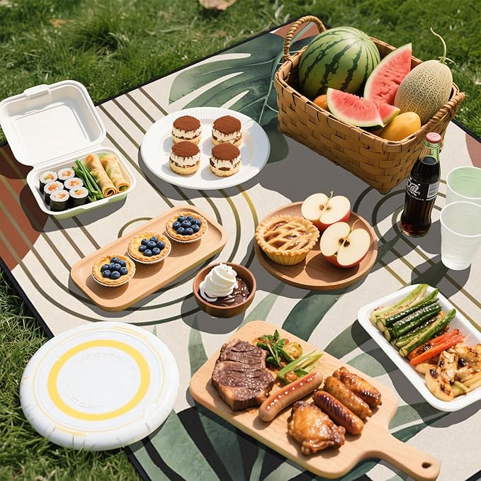 Extra Large Picnic Outdoor Blanket 80''x80'' Waterproof and Sandproof Picnic Mat for Beach Foldable Camping Accessories for Grass Lawn Park