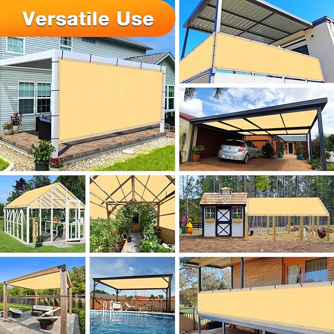 Artpuch Outdoor Pergola Shade Cover 9x16 FT Sun Shade Cloth with Grommets Sand 90% UV Protection Canopy Patio Privacy Screen (Customized Available)