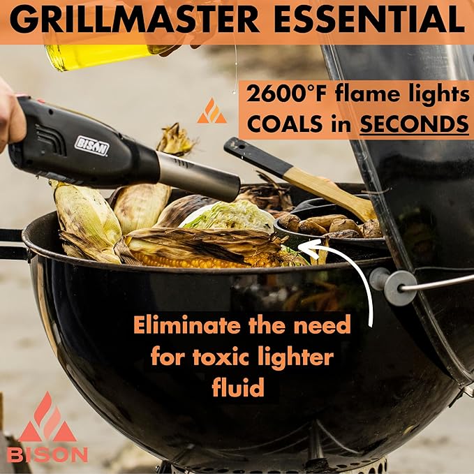 BISON AIRLIGHTER 420 | Cordless Fire Starter | Camping Essential | Torch Lighter | Perfect for Fire Pits, Camping, Charcoal Grills, Fireplaces, and Wood Stoves | Refillable Butane with Built-In Blower