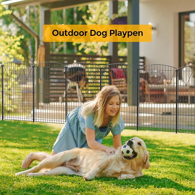 Jocoevel Garden Fence 10 Panels, 35.8 in (H) x 21.8 ft (L) No Dig Decorative Fencing, Rustproof Metal Fence Border for Garden Beds, Outdoor Temporary Dog Fence for Yard Patio