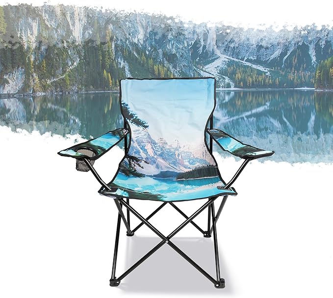 2 Pack Folding Camping Chair,Portable Lawn Chair w/Cup Holder,Carry Bag,Heavy Duty Outdoor Camp Chair for Adults,Perfect for Garden,Hiking,Picnics and Beach Trips,White Sonwy Mountain