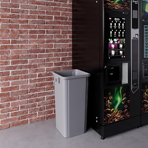 23 Gallon Gray Square Commercial Trash Garbage Can | Outdoor Office Restaurant School Kitchen