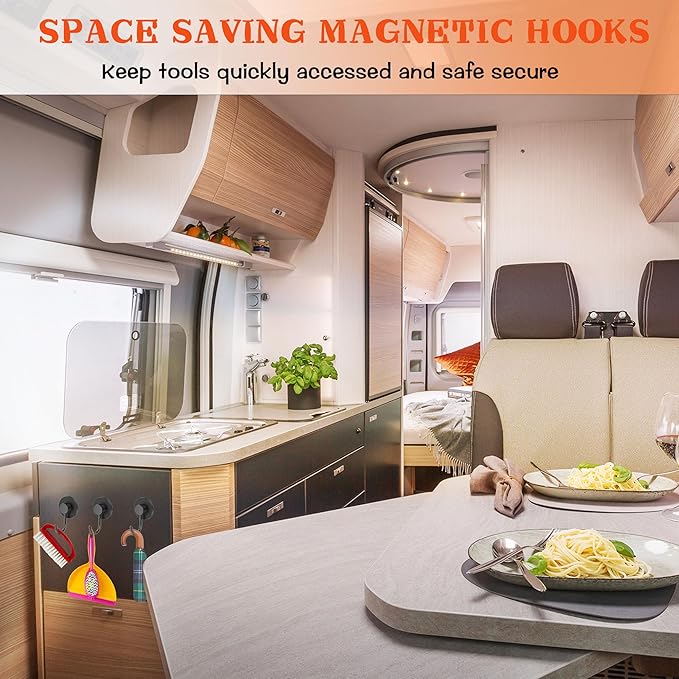 4 Pack Magnetic Grill Hooks, Magnet Hooks for Grills for Utensils, Strong Magnetic Hook for Barbecue Tool, Outdoor Hanging, Refrigerator, Grill, Kitchen