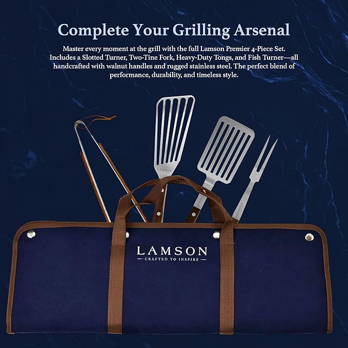 Lamson Premier 20" Walnut 4-Piece Deluxe BBQ Set
