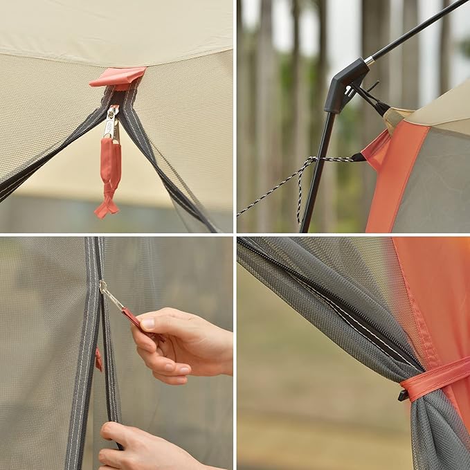 CAMPROS CP Screen House Room with 1 Pc Removal Wind/Sun Panel Canopy Tent Camping Tent Screen Shelter Gazebos for Patios Outdoor Camping Activities, 12'X10'X90in(H) - Beige