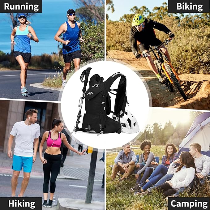 Hydration Pack Backpack, Lightweight Water Backpack with 2L Leakproof Hydration Bladder Daypack for Men Women,Running Hydration Vest for Outdoor Trail