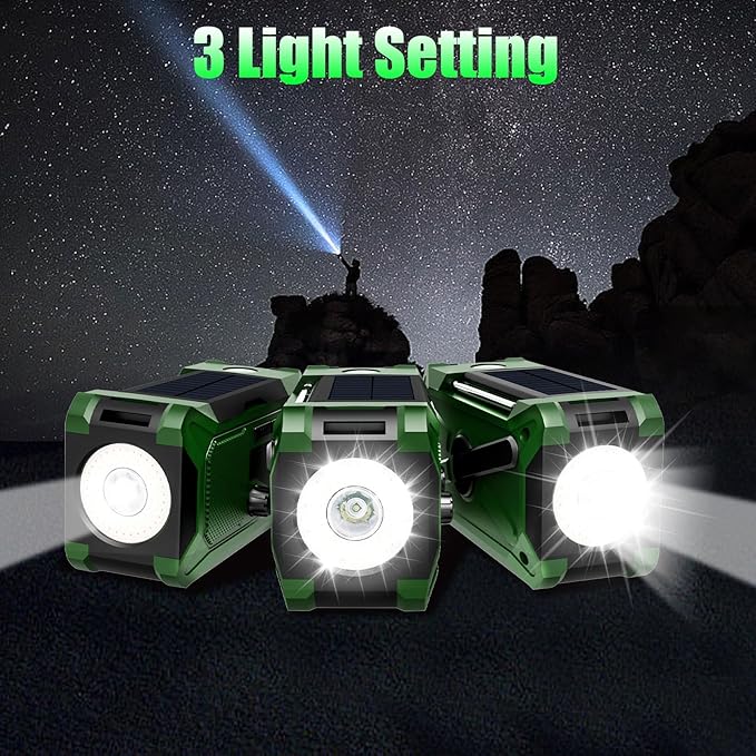 10000mAh Emergency Hand Crank Radio with LED Flashlight, AM/FM NOAA Portable Weather Alert Radio, Solar Powered Radio with Phone Charger, USB Charged, Headphone Jack, SOS Alarm, Compass for Outdoors