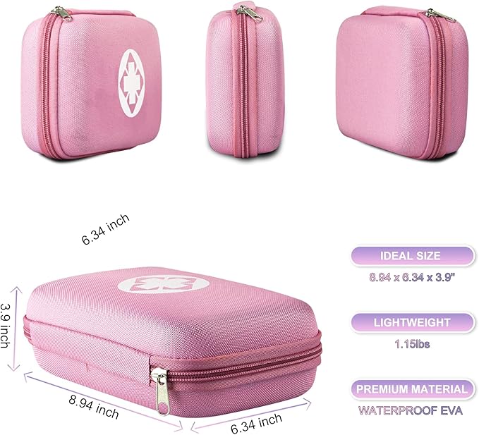 276PCS Small Travel First Aid Kit Supplies for Business, First Aid Emergency Set Backpacking Essentials Items Trauma Survival Kits for Outdoor Adventure, Pink AMORNING