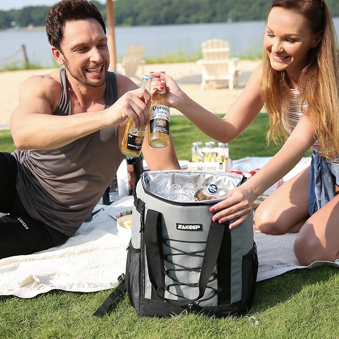 Cooler Backpack, 36 Cans Multifunctional Leakproof Cooler Backpack with Padded Top Handle, Mesh Pocket for Camping BBQ
