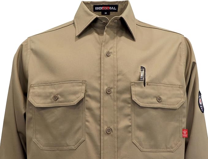 BOCOMAL FR Shirts 6.25oz Lightweight Welding Shirts Flame Resistant Men's Fire Retardant Shirt