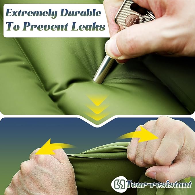 Double Sleeping Pad, Ultralight Camping Pad with Pillow Built-in Foot Pump Inflatable Sleeping Mat Compact for Camping Backpacking Hiking Traveling