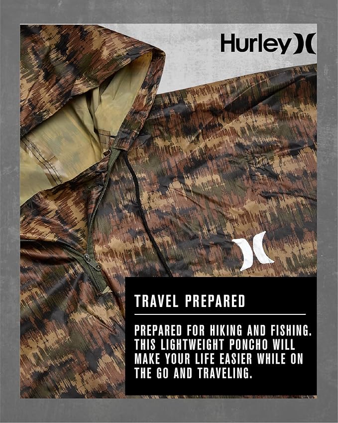 Hurley Ponchos Adult - Waterproof Rain Ponchos for Adults, Lightweight Packable Rain Poncho for Hiking, Camping & Emergency