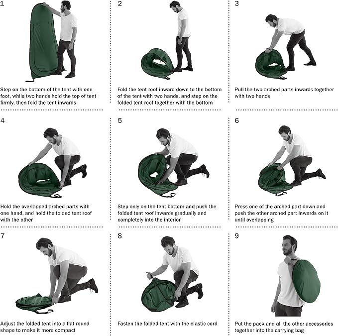 Pop Up Pod - Privacy Shower Tent, Dressing Room, or Portable Toilet Stall with Carry Bag for Camping, Beach, or Tailgate by Wakeman Outdoors (Green)