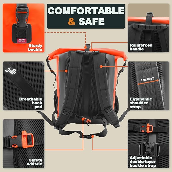 Waterproof Backpack Dry Bag 35L/55L/85L – Heavy Duty Roll-Top Hiking Backpack Sack Keeps Gear Dry for Travel, Kayaking, Boating, Camping, Rafting and Fishing