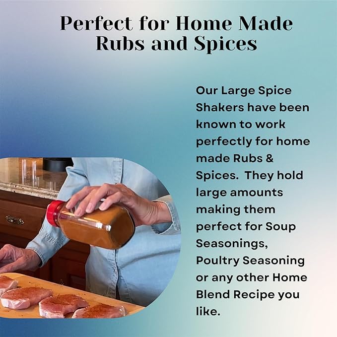 JARMING COLLECTIONS Glass Spice Jars with Shaker Lids - Spice Jars 16 oz for Food Storage, Spice Containers for Kitchen Organization, Organizing Bottles for Spices (French Square Red - 2pack)