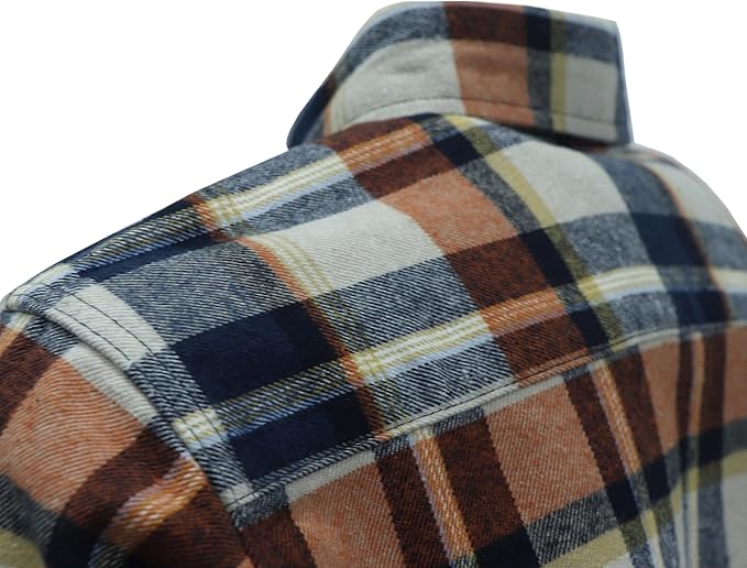 BOCOMAL FR Shirts for Men Welding Shirt Plaid 8.5oz Heavyweight Fire Retardant/Flame Resistant Welding Jacket