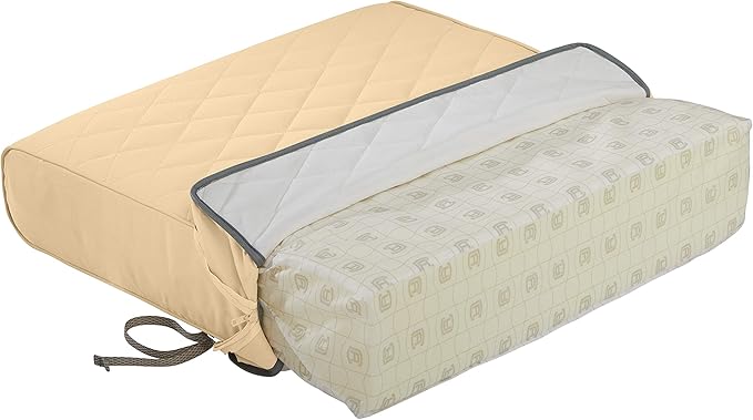 Classic Accessories Montlake FadeSafe Water-Resistant 25 x 22 x 4 Inch Wide Back Patio Quilted Lounge Cushion, Chamomile
