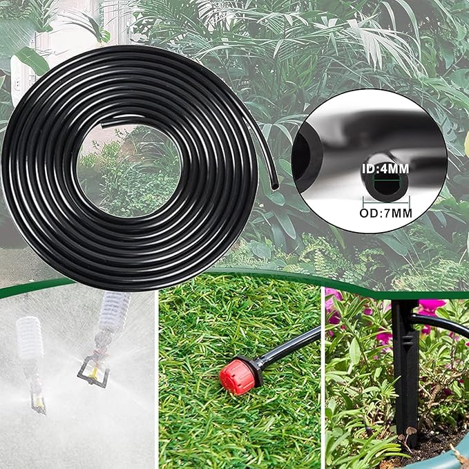 Drip Irrigation Kit, Garden Irrigation System 1/4" Blank Distribution Tubing Watering Drip Kit/DIY Saving Water Automatic Watering System for Garden, Greenhouse, Flower Bed, Patio, Lawn