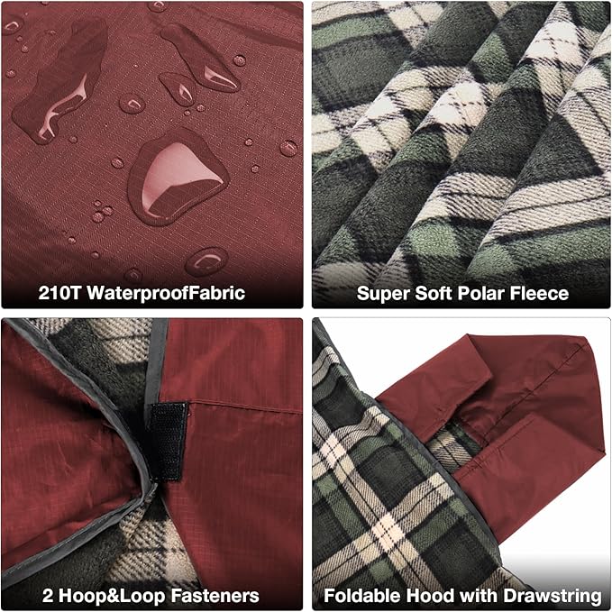 DUKUSEEK Stadium Blanket for All Weather, Waterproof Outdoor Blankets with Hood, Soft Warm Fleece Camping Blanket Windproof for Outdoor Sports, 79x58