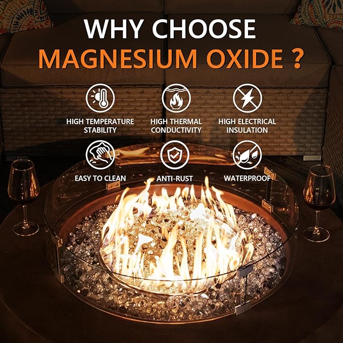 COSIEST Outdoor Propane Fire Pit Coffee Table w Bronze 42 inch Round Base Patio Heater, CSA Certified, 50,000 BTU Stainless Steel Burner, Wind Guard, Transparent Gray Fire Glass, Waterproof Cover