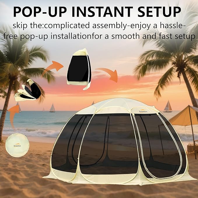 Pop Up Screen House, 12.5'x12.5' Outdoor Screen Tent for Camping, Screened Gazebo with Mosquito Netting, Carry Bag