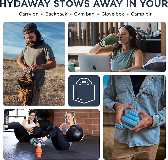 HYDAWAY 25oz Collapsible Water Bottle - BPA-Free, Leakproof, Lightweight, and Space-Saving - Perfect for Hiking, Travel, and All-Day Hydration