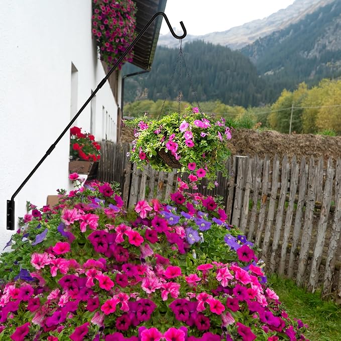 Juegoal Heavy Duty Deck Hook, 25 Inch to 36 Inch Wall Mounted Extended Reach Deck Hook Wall Pole Plant Bracket for Hanging Bird Feeder, Plants, Suet Baskets, Lanterns, Wind Chimes