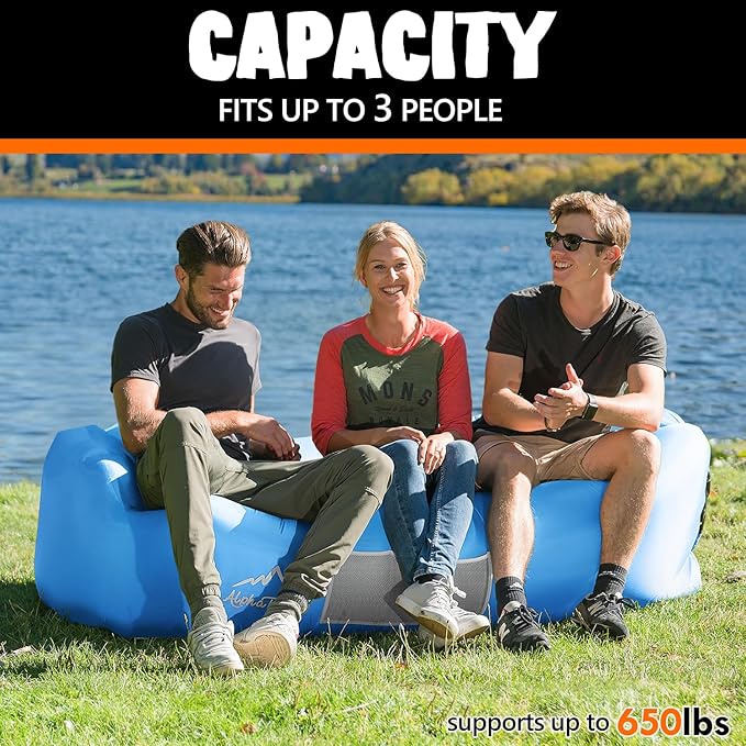 AlphaBeing Inflatable Lounger Beach Chair Accessories, Air Sofa Hammock Inflatable Couch for Camping Backyard Lakeside with Compression Sacks, Ideal Outdoor Gifts for Adults