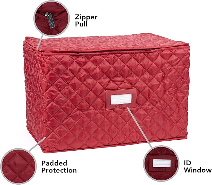 Covermates Keepsakes - Serveware Storage - Padded Protection - ID Window - Stain Resistant - Machine Washable - China Storage, Red