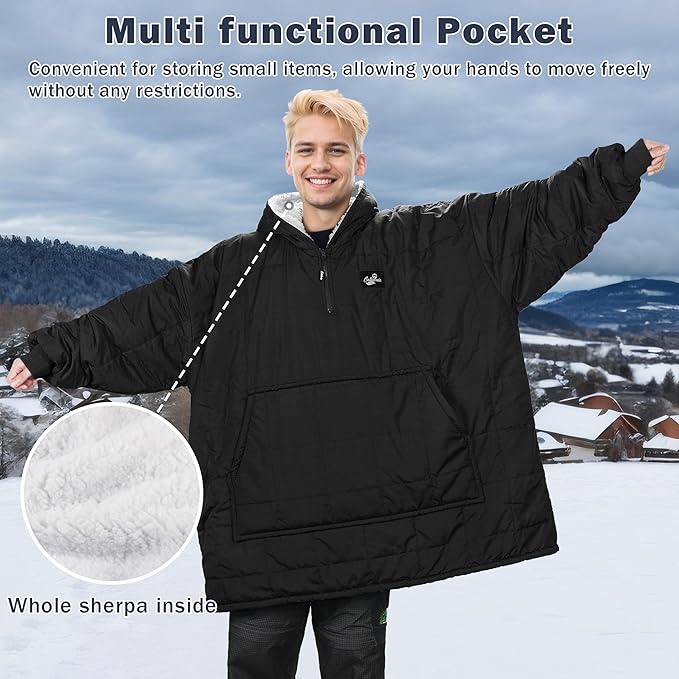 Catalonia Outdoor Windproof Wearable Stadium Blanket, Oversized Waterproof Wearable Blanket Poncho