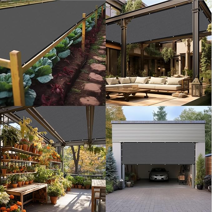 Artpuch 90% Sun Shade Cloth, 8 x 10 FT Pergola Shade Cover Canopy with Grommets, Sun Screen Fabric Tarp for Patio, Outdoor, Garden, Backyard, Light Grey