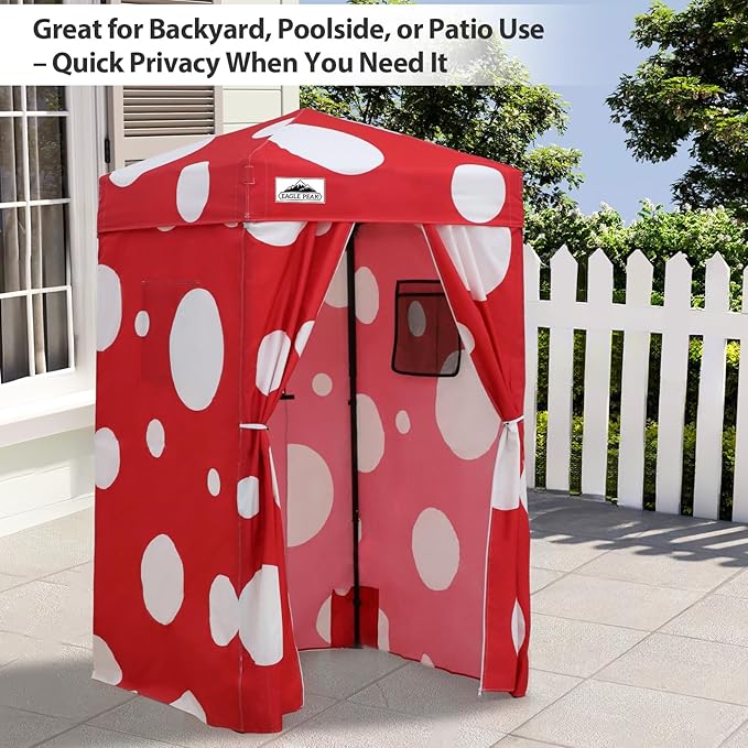 EAGLE PEAK Flex Ultra Compact 4x4 Pop-up Canopy, Sun Shelter, Changing Room, Portable Privacy Canopy Cabana for Pool, Fashion Photoshoots, or Camping, Red Mushroom