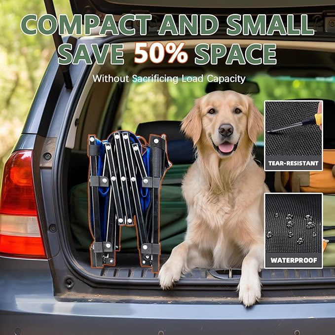 Collapsible Folding Wagon Cart with Tailgate - 300lbs Heavy Duty Foldable Utility Wagon and Brake Wheels - 100L Lightweight Grocery Wagons for Shopping Camping Sports Garden, Blue