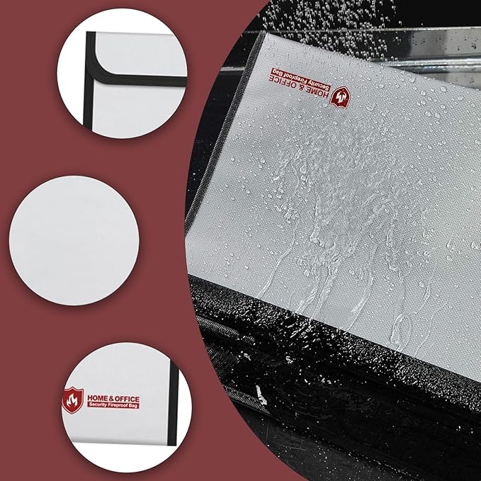 Fireproof Waterproof Document Bag 3000℉ - 2 Pack Fireproof Bags for Cash/Documents with Locking Zipper, Waterproof Money Bag & Passport Holder, Important Document Organizer Pouch