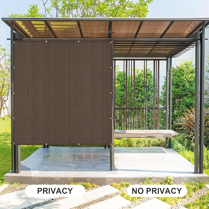 Cool Area Sun Shade Cloth with Grommets 10×22 FT Shade Panel Shade Tarp Screen Fabic for Outdoor Patio Pergola Cover Deck Garden, Brown (Customized)