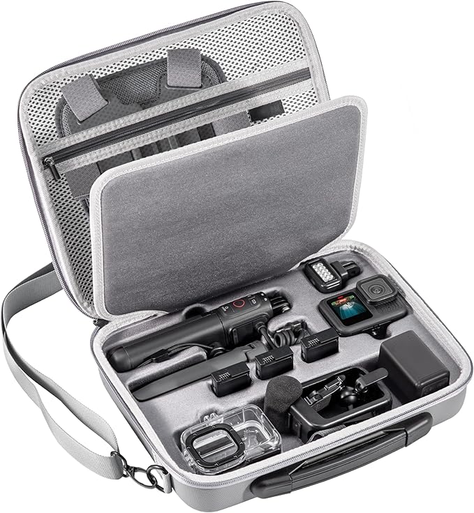 Carrying Case for GoPro Hero 13 12 11 10 9 8 7 Action Camera Hard Organizer Case Carrying Bag Accessories Travel Storage Chest Mount/Media Mod/Volta Protective Housing