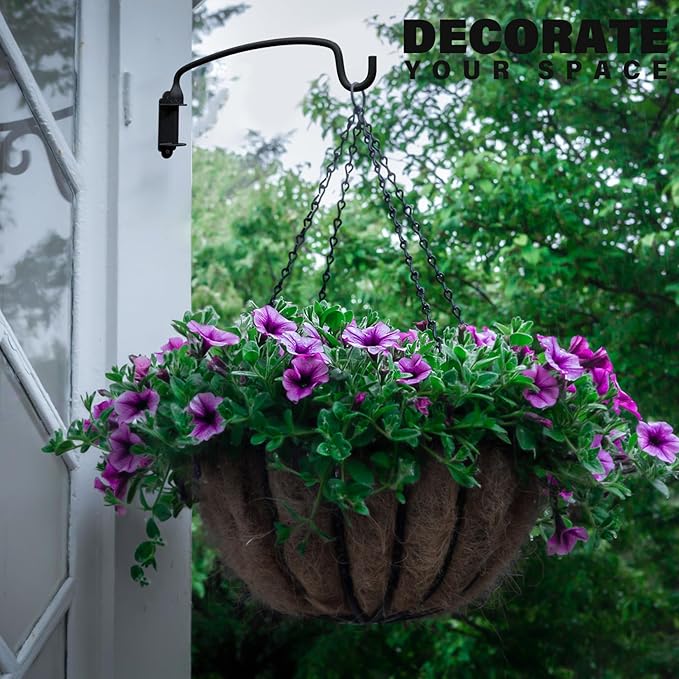 Plant Hooks, Heavy Duty Plant Hanger Bracket Wall Mounted Hooks for Hanging Bird Feeder, Flower Bracket, Anti Rust Metal Lanterns 12 Inches