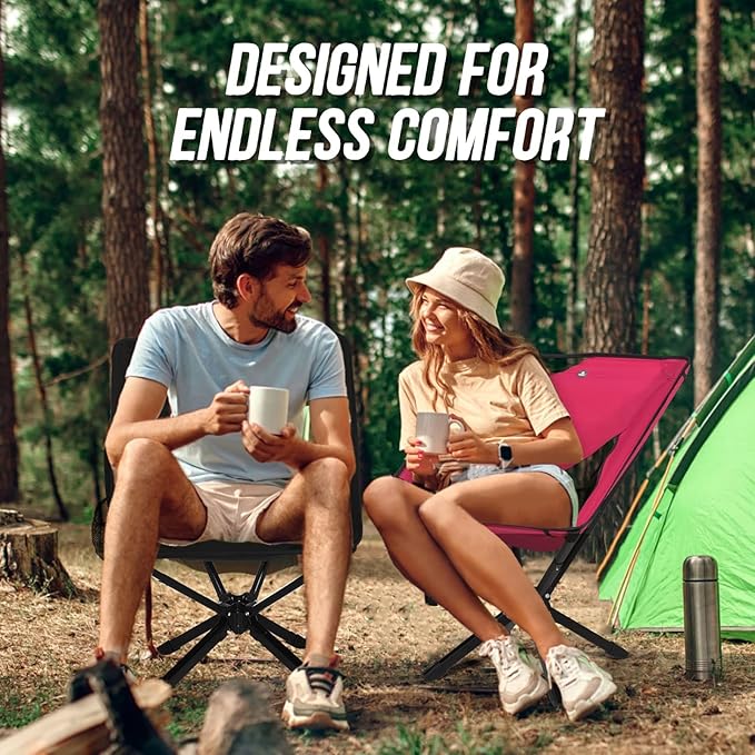 Adjustable Portable Camping Chair RiseLite Lightweight Compact Folding Chair for Adults, Collapsible Camp Chairs That Folds Up Small, Easy Carry for Travel, Outdoor, Sports, Backpacking, Hiking
