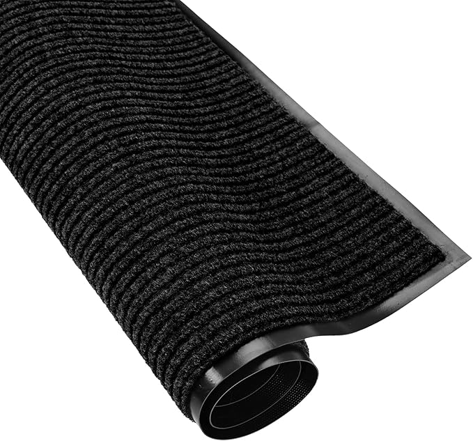fani Heavy Duty Large Outdoor Indoor Entrance Black Doormat Waterproof Low Profile Entrance Rug Front Door Mat Patio Anti-Skid Rubber Back, 35x60 inch (Black)