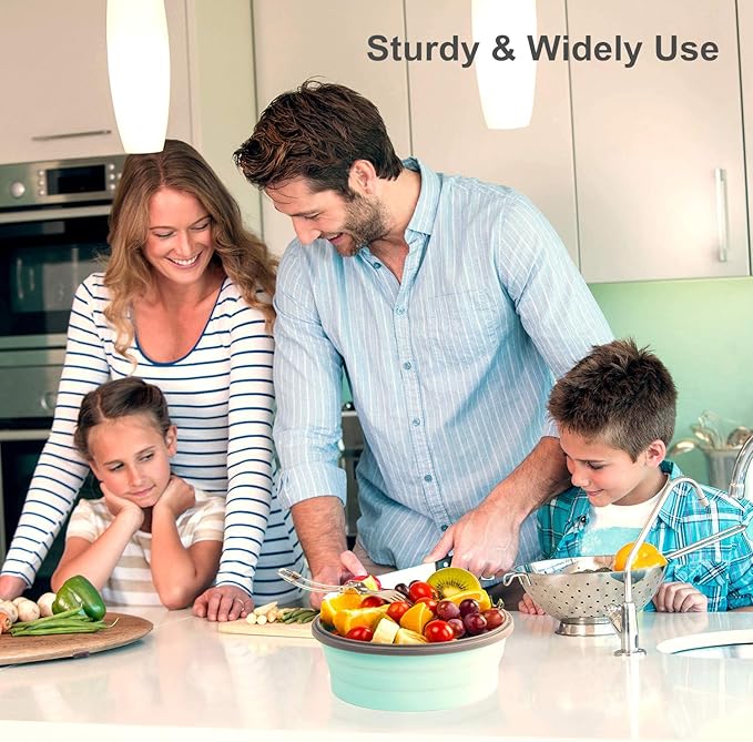 COLORCORAL Camping Bowl with Lid Collapsible Silicone Bowl and Foldable Stainless Steel Fork for Travel and Camping Microvave and Fridge Food Storage Bowl from (1200ML)…