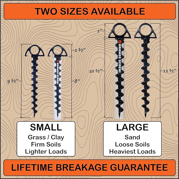 Ultimate Ground Anchors: Heavy Duty Screw-in Tent Stakes for High Wind, Sand, Canopies, and Camping - Made in USA, 100% Recycled, Included T-Grip Tool - (Small, 4 Pack)
