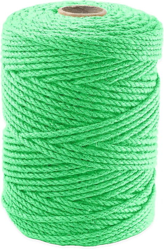 4mm x 400 Feet Light Green Jute Rope, Twine for Gardening Tomato Climbing Plant Tie Floristry Crafts Gift Wrapping Packing Decor