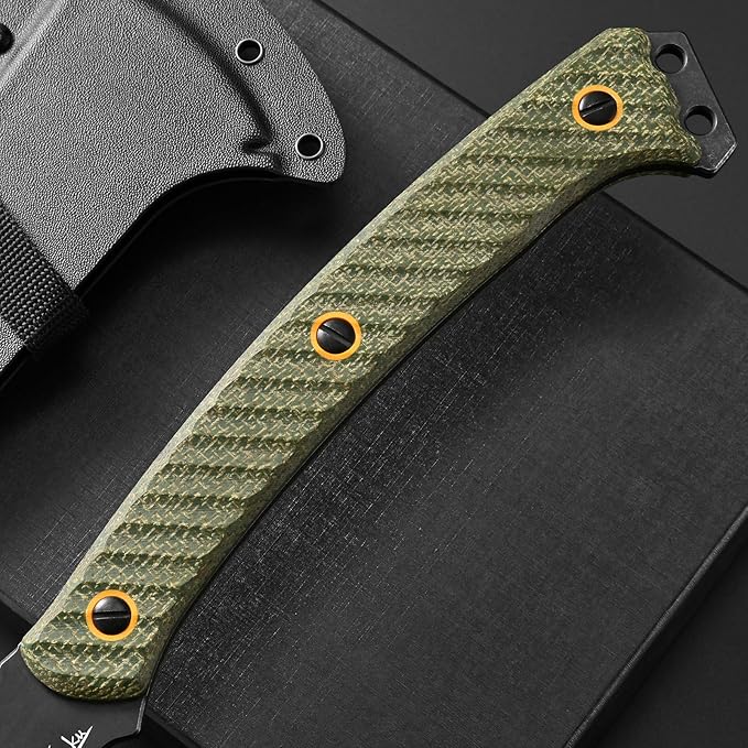C1342 Camping Axes,DC53 Steel Blade Micarta Handle Chopping Axe Bushcraft Camping Axes Survival Hatchet Full Tang Axe for Hiking Hunting Camping Splitting Chopping Wood(Green)