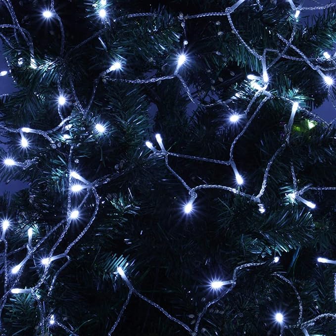 Extra-Long String Lights Outdoor Indoor, 500 LED Upgraded Super Bright Christmas Lights, Waterproof 8 Modes Plug in Twinkle Fairy Light for Bedroom Party Wedding Garden Xmas(Cool White)